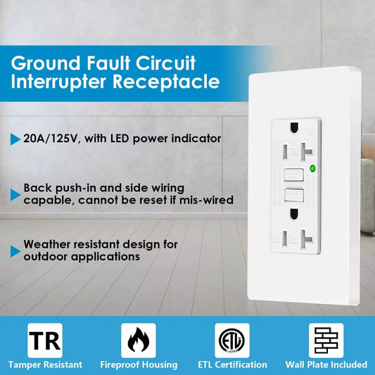 1/2PK 20 AMP GFI GFCI Receptacle