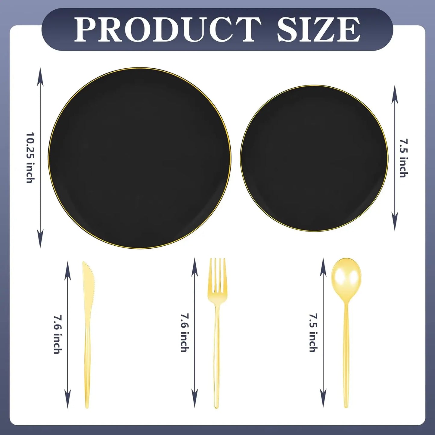 150Pcs Black Plastic Plates for 30 Guests