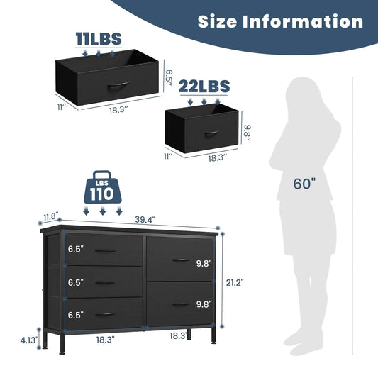 MCQ Cabinet With 5 Fabric Drawers