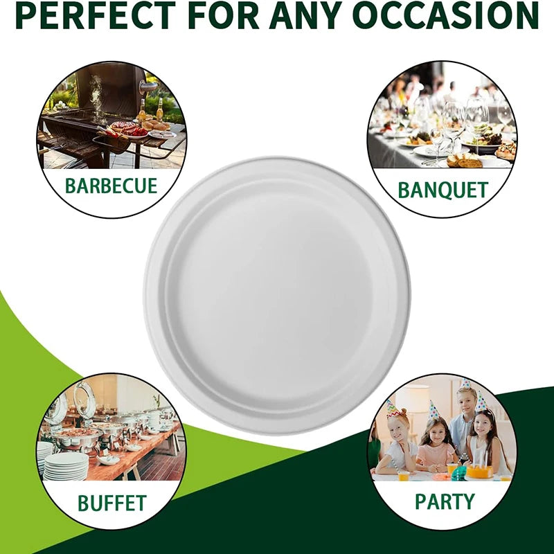 Bulk 50 Pcs 9 Inch Disposable Plates