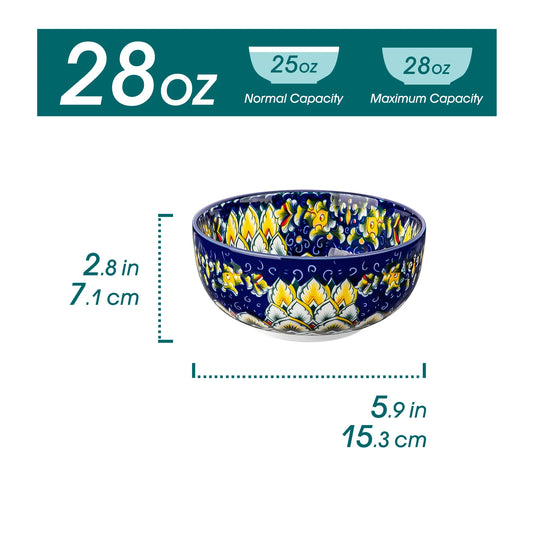 vancasso 6/12 Piece Cereal Bowls Set 28 Oz Ceramic Soup Bowls