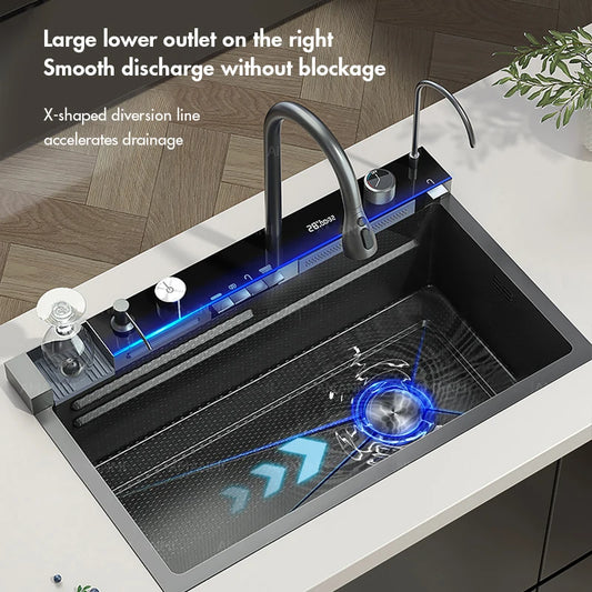 304 Stainless Steel Waterfall Kitchen Sink