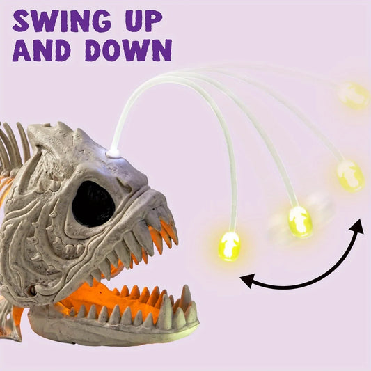 Skeleton Lantern Fish Halloween with LED Eye Plastic Bones(10.2" *5.5" *3")
