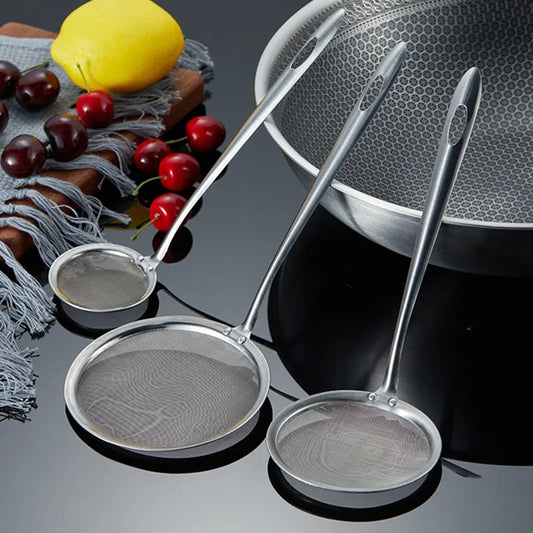 Deep Fine Mesh Strainer Skimmer304Stainless Steel Cooking Spoon,Oil Skimmer&Strainer
