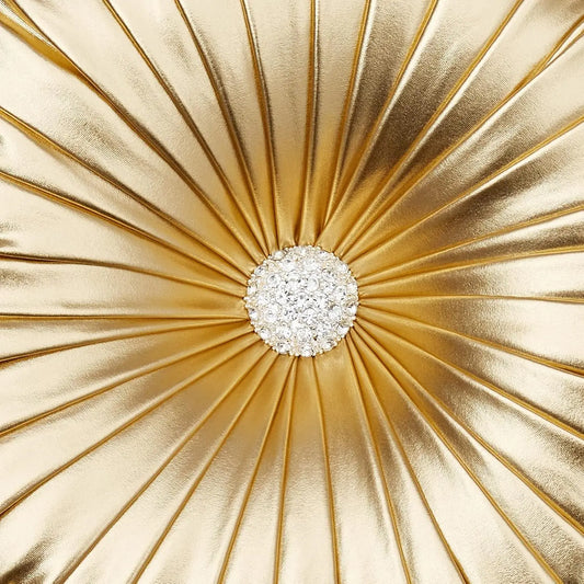 Gold Metallic Leather Round Throw Pillow
