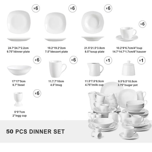 MALACASA Series Elisa 50-Piece Tableware Dinner Set