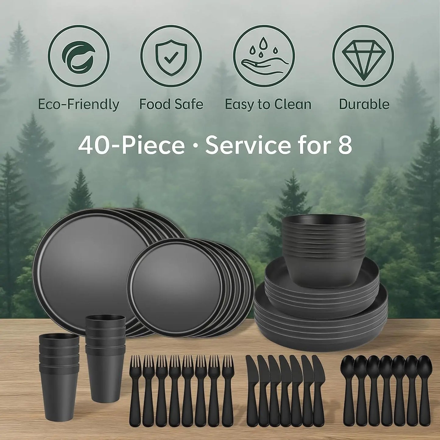40-Piece Dinnerware Set for 8, Microwave Safe