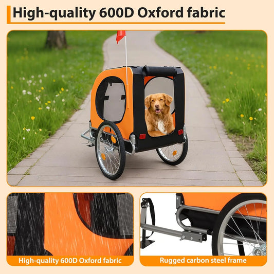 Large Dog Bike Trailer 88Lbs Capacity Pet Bicycle Carrier