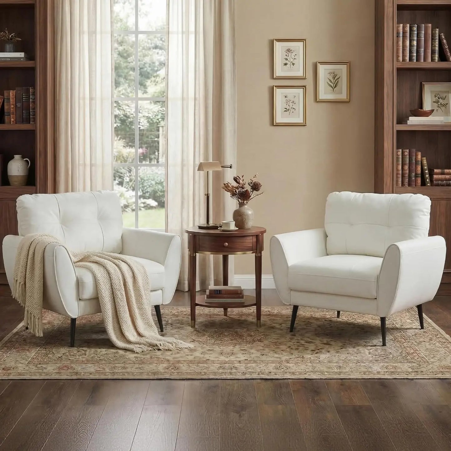 Black Leather Accent Chair Set of 2
