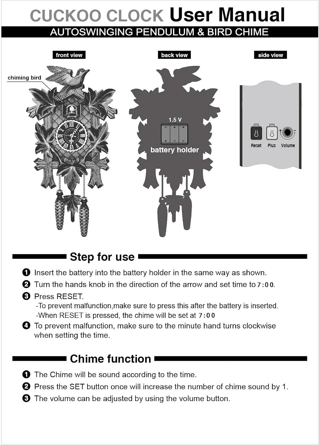 NEW Cuckoo Wall Clock for Living Room, Bedroom, Office, Kitchen