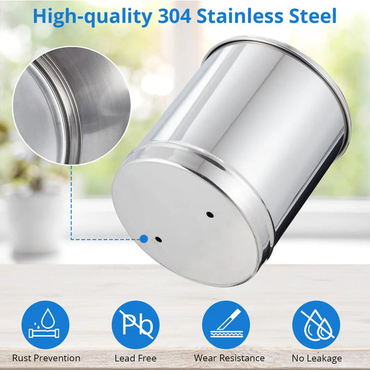 Water Filter System 304 Stainless Steel with 2 Black Carbon Filters