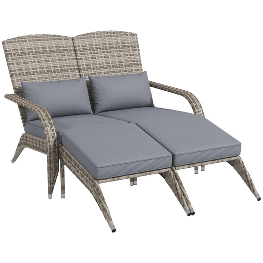 Patio Wicker Adirondack Chair with Cushions, Fire Pit Chair for 2