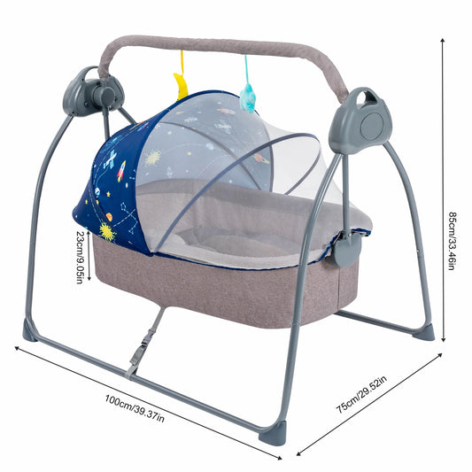 Baby Cradle Swing 5 Speeds Electric Stand Crib Auto Rocking Chair Bed