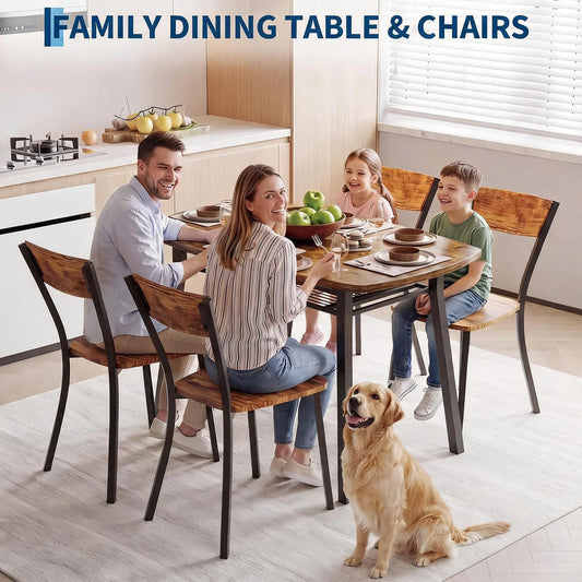 5 Piece Dining Table Set For 4, 43 Inch Kitchen Table And 4 Chairs