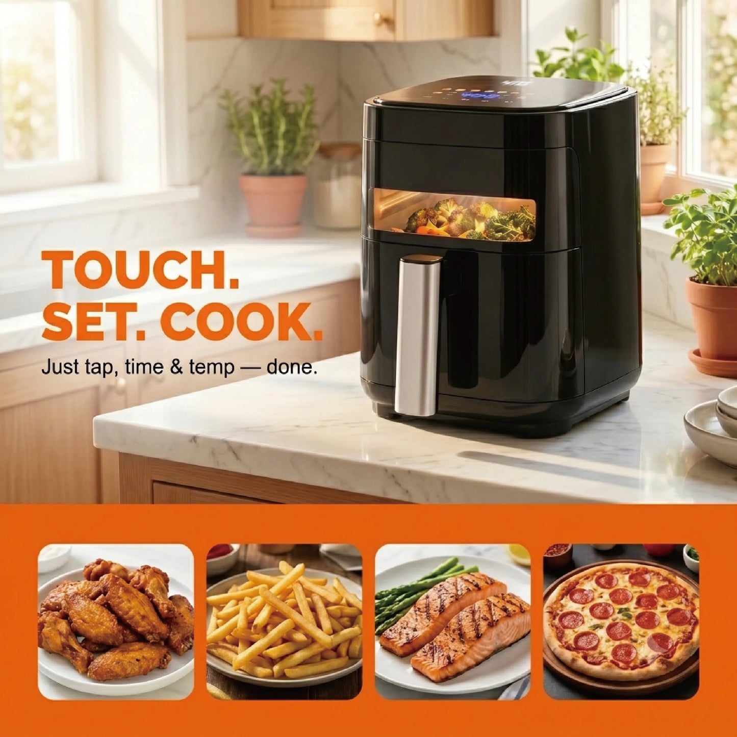 YMS 3.2QT Touchscreen Air Fryer with Visible Window