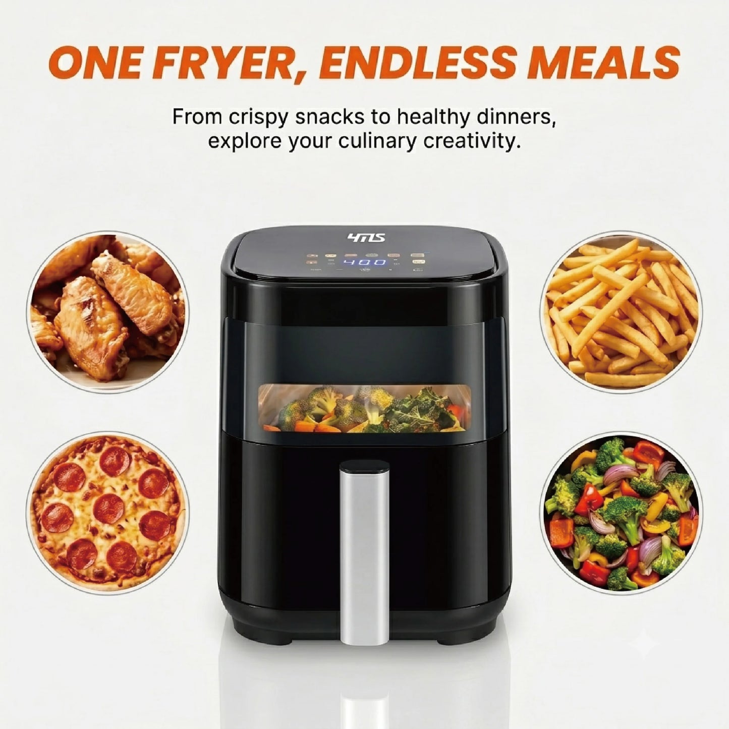 YMS 3.2QT Touchscreen Air Fryer with Visible Window