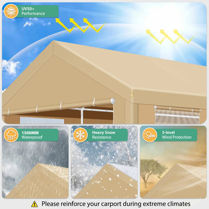 10x20/12x20ft Carport Heavy Duty Portable Garage With Removable Sidewalls