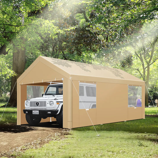 10x20/12x20ft Carport Heavy Duty Portable Garage With Removable Sidewalls