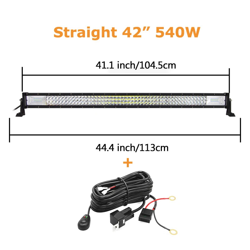22'' 32'' 42'' 52'' 3-Row 7D Offroad LED Light Bar