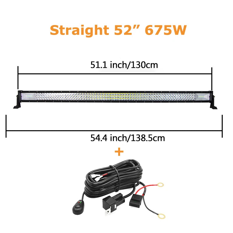 22'' 32'' 42'' 52'' 3-Row 7D Offroad LED Light Bar