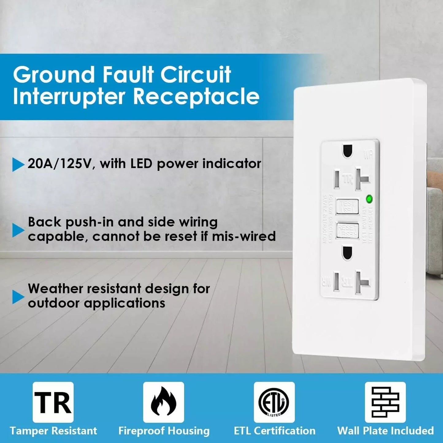 1/2PK 20 AMP GFI GFCI Receptacle
