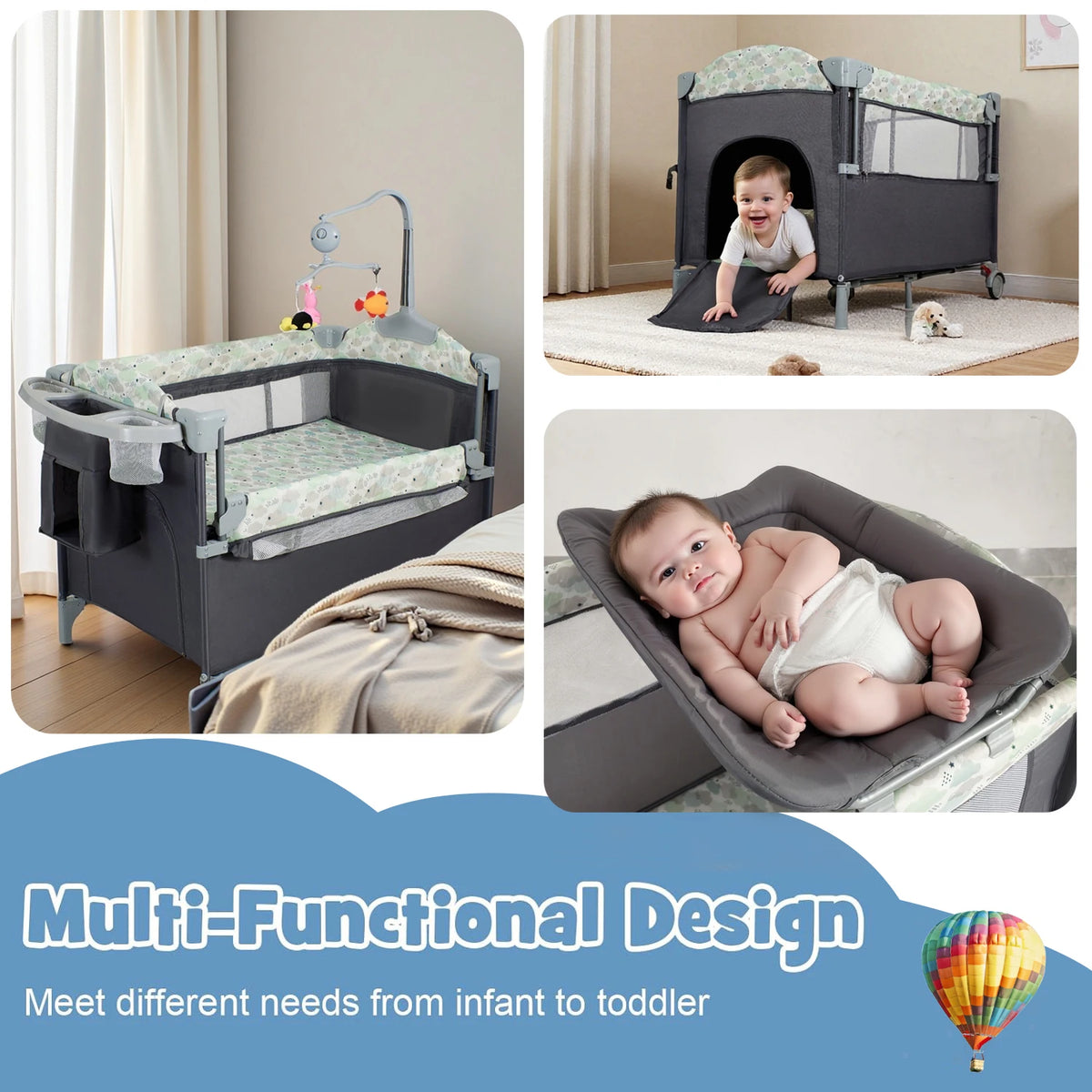 Steanny Pack n Play, Playard with Bassinet