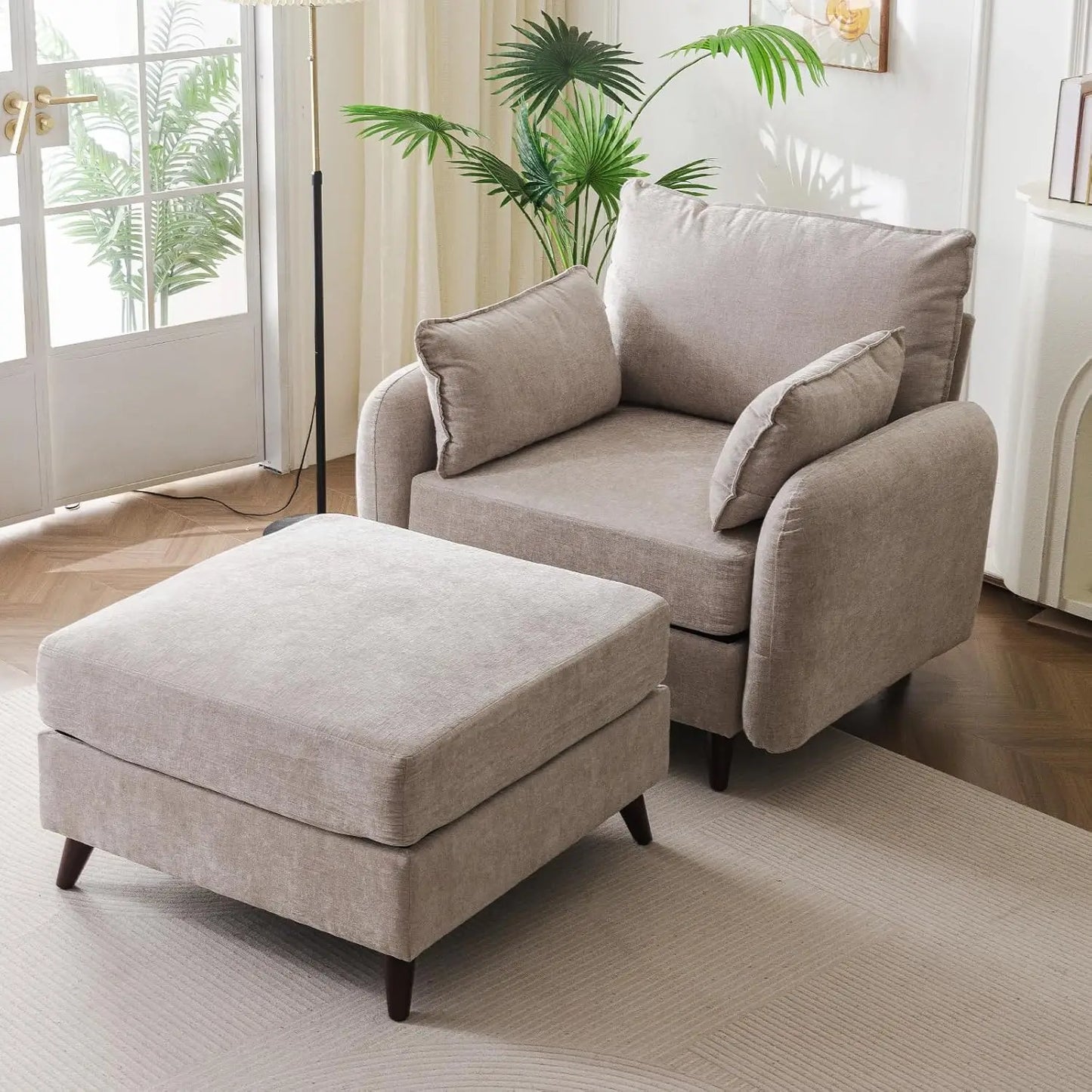 Oversized Accent Chair with Ottoman