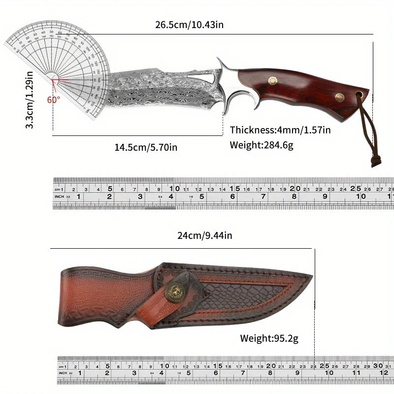 Damascus Advanced Straight Knife, Fixed Blade