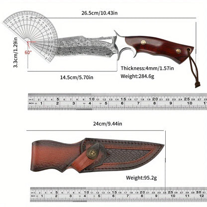 Damascus Advanced Straight Knife, Fixed Blade