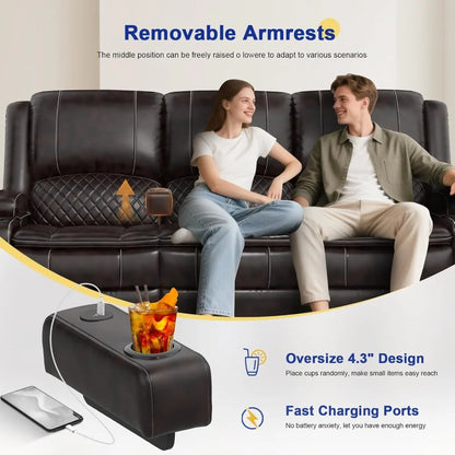 3 Seater Recliner Sofa with Liftable Console
