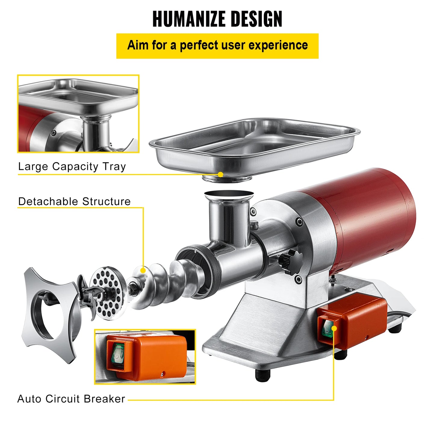 SucceBuy Electric Meat Grinder 250Kg/H 300Kg/H W/ Drawers