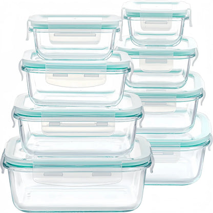 VAETTLO 16pcs Airtight Glass Food Storage Containers