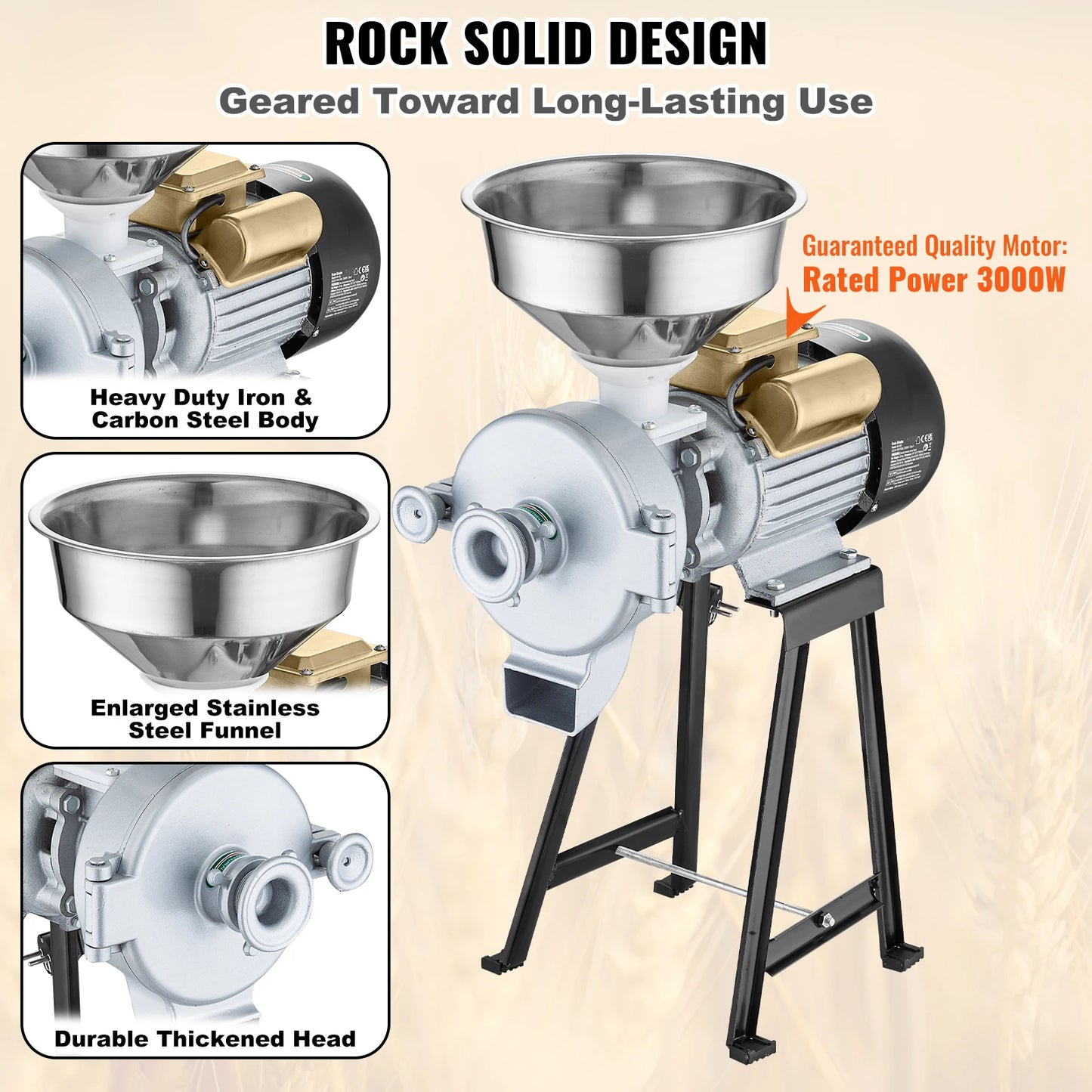 SucceBuy Electric Grain Mill 3000W Spice Grinder