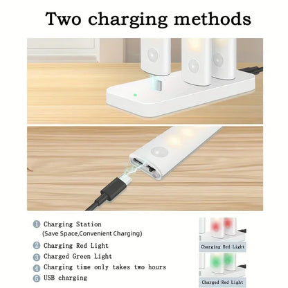 Under Cabinet Lights 1/3/5/6pcs, Motion Sensor Rechargeable  Battery Operated 2 Colors
