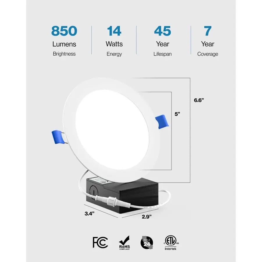 6 Pack Recessed Lighting 6 Inch LED