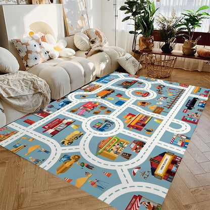 Car Play Mat Non-Slip Kids Play Rug