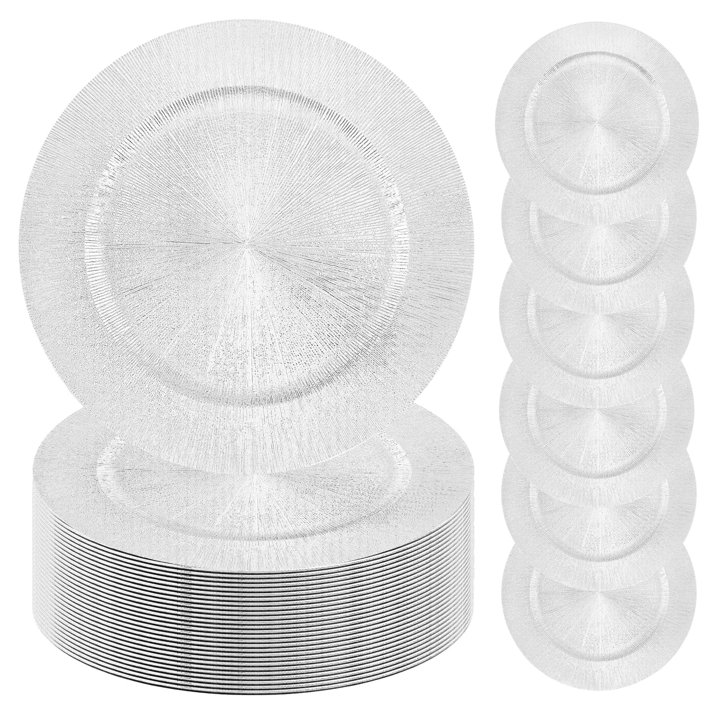 100Pcs Decorative Charger Plates Bulk Silver,13Inch