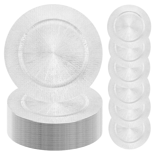 100Pcs Decorative Charger Plates Bulk Silver,13Inch