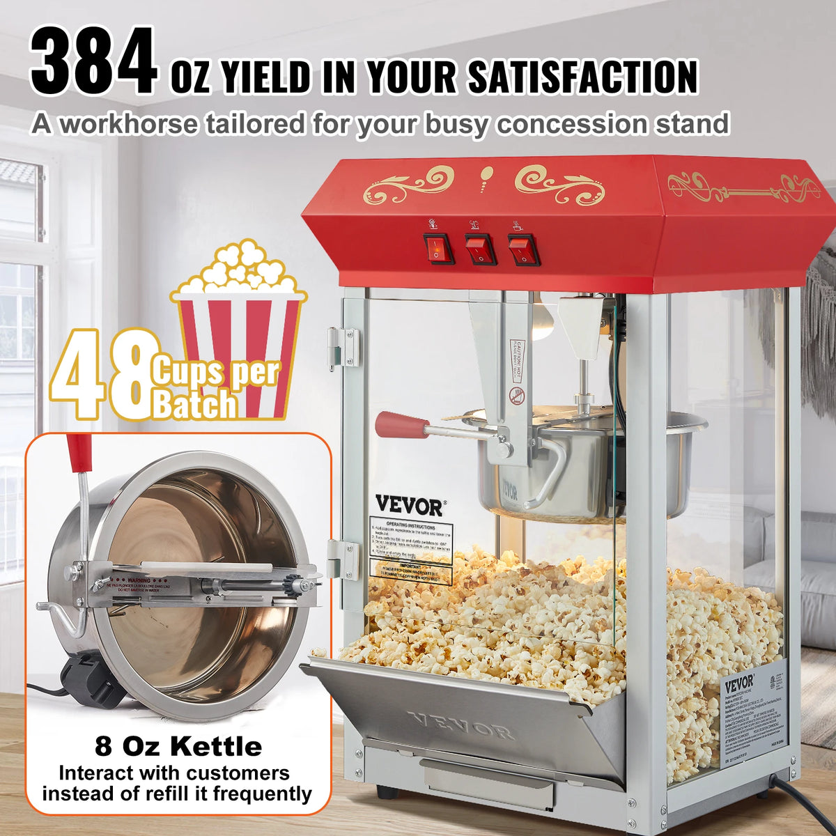 SucceBuy 8/12Oz Electric Popcorn Maker