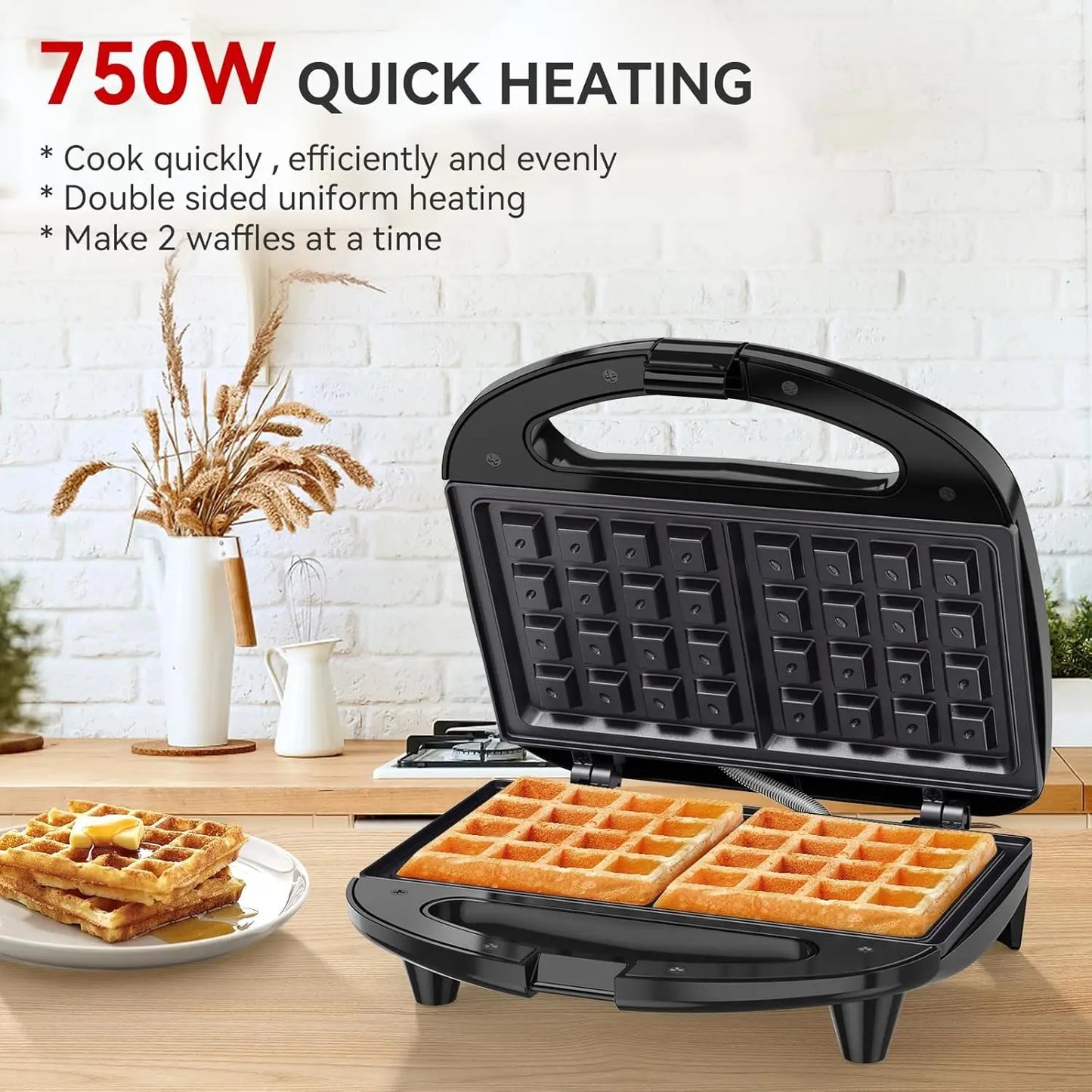 Waffle Maker, 2 Slice Non-Stick Waffle Iron