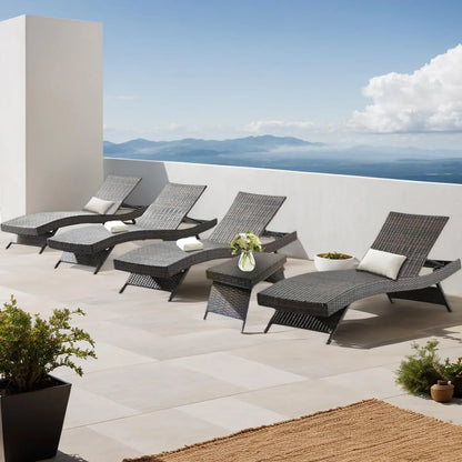 2 Folding Chairs Patio Chaise Lounge, Outdoor Wicker Lounge