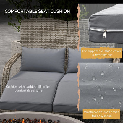 Patio Wicker Adirondack Chair with Cushions, Fire Pit Chair for 2
