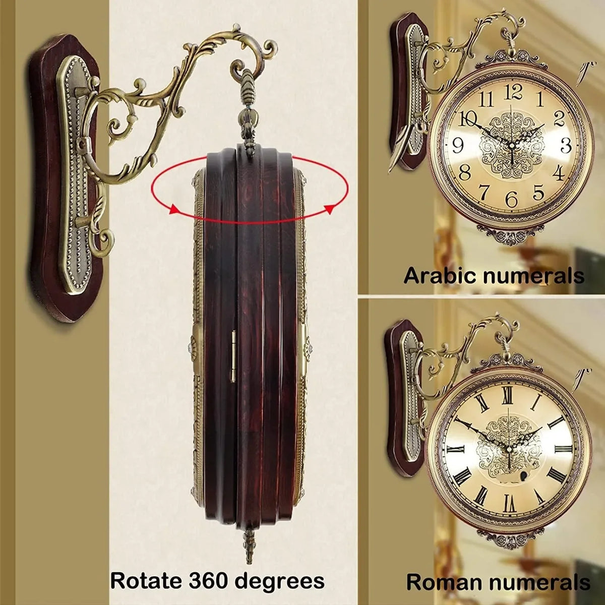 Large Wall Clock Double Sided