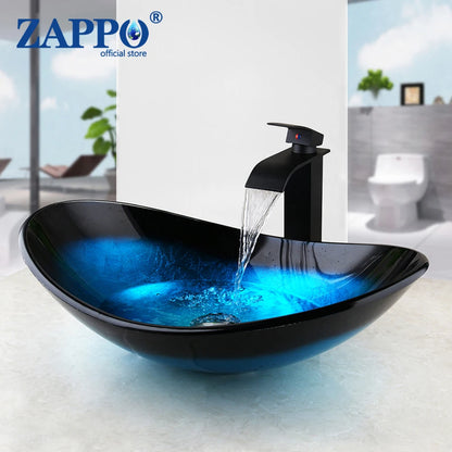 Tempered Glass Bathroom Vessel Sink