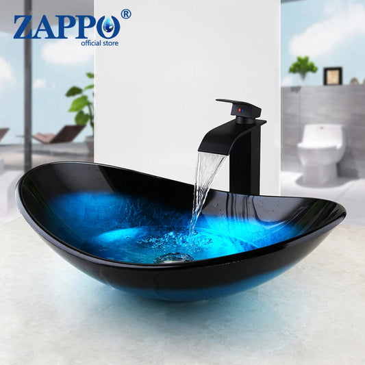 Tempered Glass Bathroom Vessel Sink