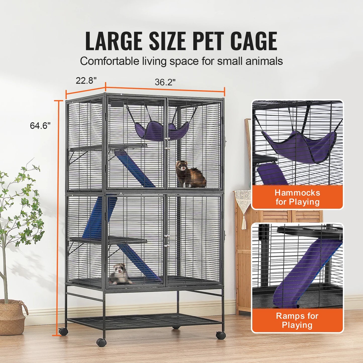 64.6" Rolling Metal Cage