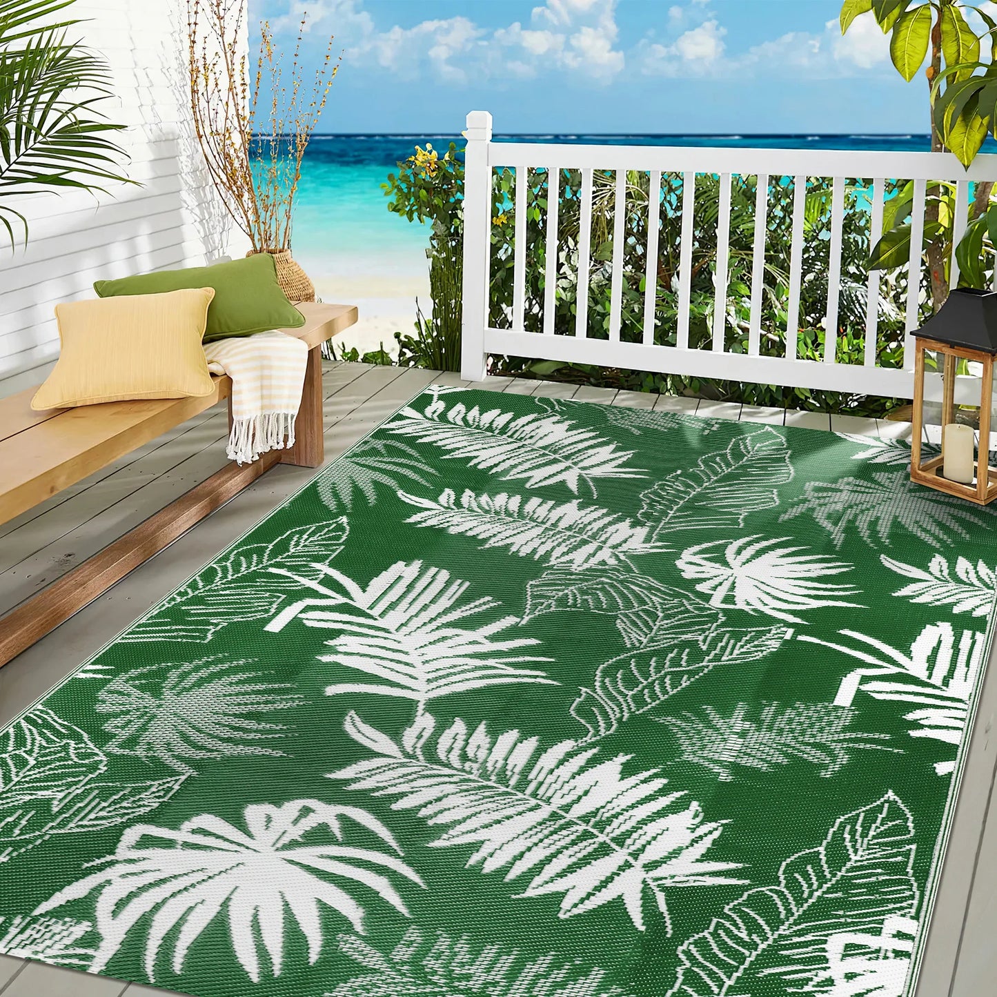 8‘x10' Outdoor Waterproof Recycled Plastic Straw Rug
