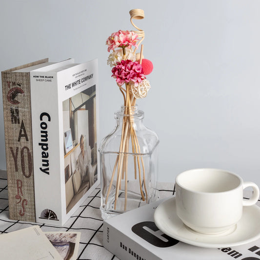 NEW 10PCS Pink Hydrangea Flower Rattan Sticks
