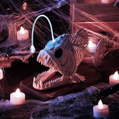 Skeleton Lantern Fish Halloween with LED Eye Plastic Bones(10.2" *5.5" *3")