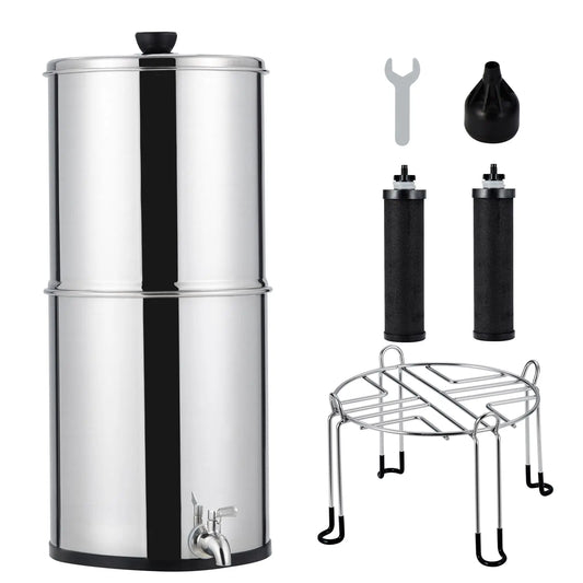 Water Filter System 304 Stainless Steel with 2 Black Carbon Filters